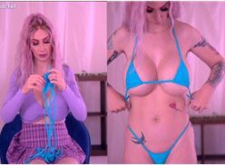 ElizabethRabbit grandes tetas micro bikini azul Patreon vídeo Leaked