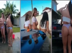 Debora Peixoto, Kerolay Chaves y sus amigos lavan el coche de forma provocativa y se divierten juntos