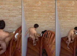 Feer Campos follando con un joven de gran polla en las escaleras del hotel