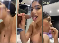 Giselle Montes en total desnudez dándole una follada oral caliente a su superdotado novio