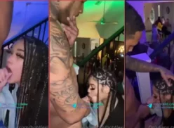 Hot4Lexi le hace un oral húmedo al chico de las escaleras durante la fiesta