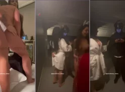 Jaiane Limma y sus sexys amigas bailan desnudas para un afortunado mensajero en moto