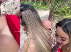 Karlyane Menezes quitándose la ropa desnudándose y divirtiéndose con su pareja en plena naturaleza