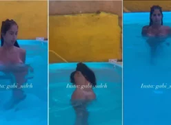 La joven Gabi Saleh disfrutando de un baño en la piscina sin ropa