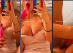 La modelo Vanessa Vailatti hace sexo oral con un vibrador antes de usarlo consigo misma