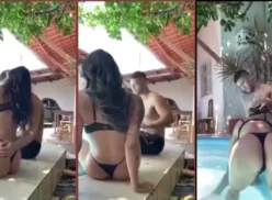 Samanta Andrade disfrutando en la piscina de su casa