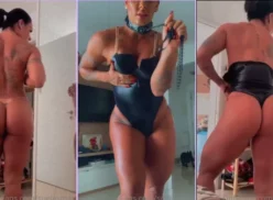 Sue Lasmar, toda bronceada, mostrándose safada y sensual al quitarse las bragas y quedar completamente desnuda