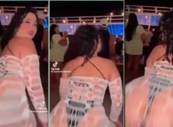 Carolinane Rocha bailando emocionada en la fiesta con sus bragas haciendo declaración