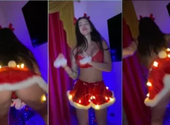 Mc Pipokinha luciendo su actuación especial navideña, bailando emocionado como Papá Noel