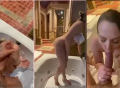 Mia Markova realizando sexo oral y colocando su buceta en posición de cuatro patas