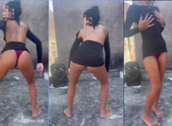 Nayra Castro balanceándose al son del funk a la orilla del lago con las bragas bien metidas