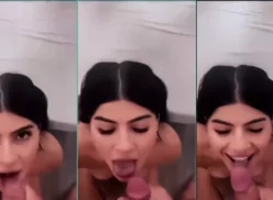 Thaisa Fit follando oralmente caliente y recibiendo semen en su boca hambrienta