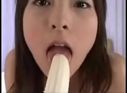 Licking banana