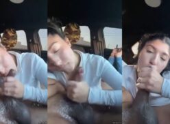 Moleca divirtiéndose sola y lanzándose de placer en el auto